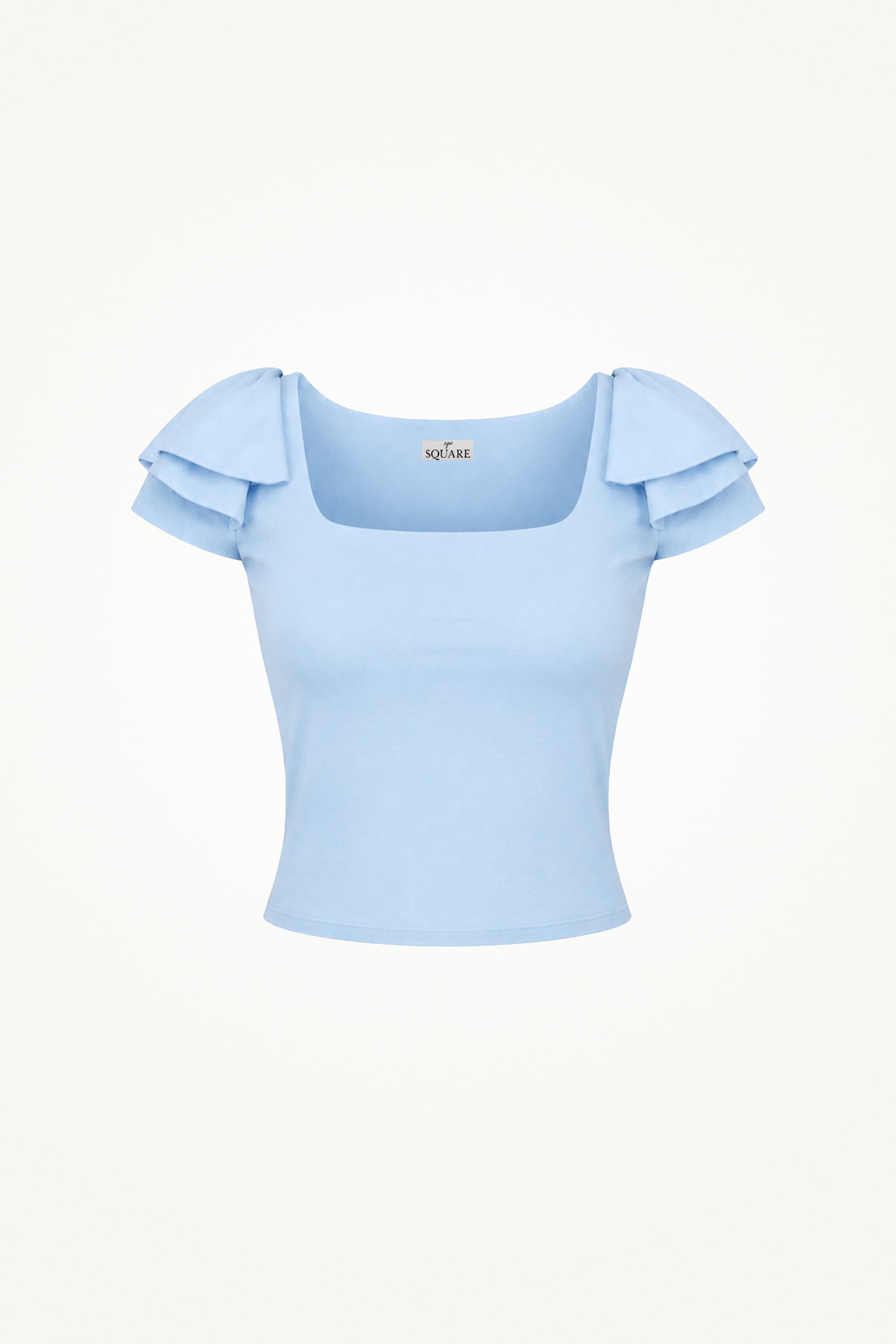 Audrey Ribbon SquareneckT- Short Sleeve_Cloud Blue