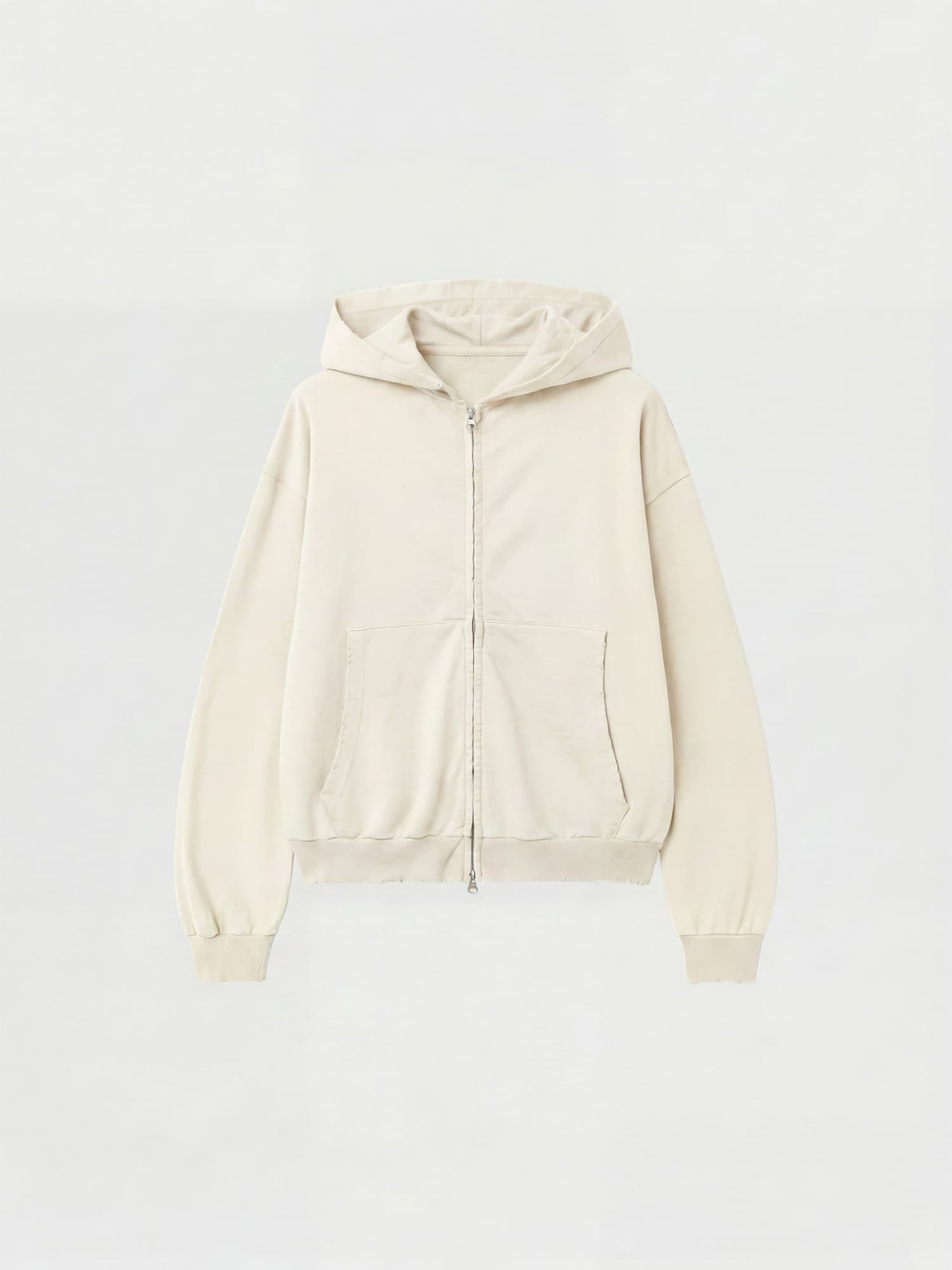 DESTROYED HOODIE ZIP-UP_IVORY (6월5일 예약배송)