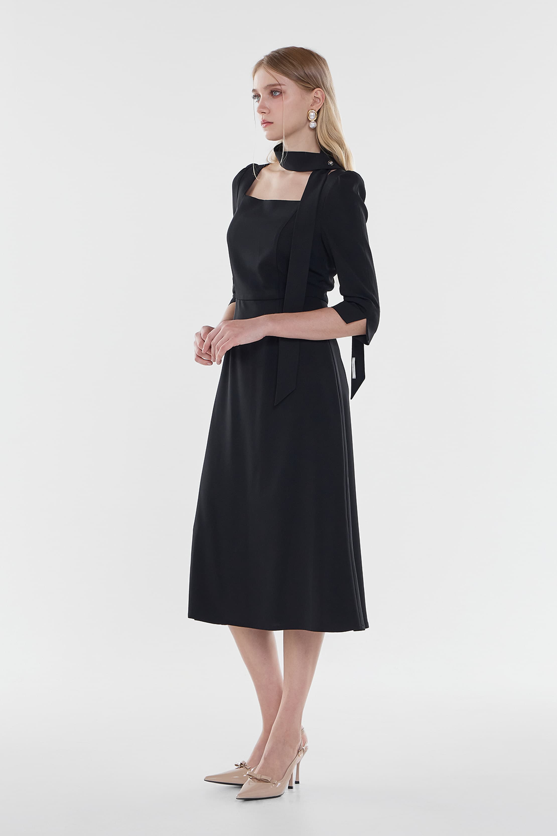 Florence Mermaid Dress (scarf set)_Classic Black